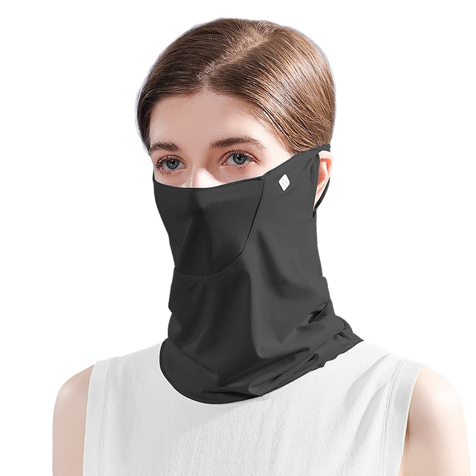 Ice Silk Sunscreen Mask Sunscreen UV Protection Face Neck Ear Headband Crystal Black