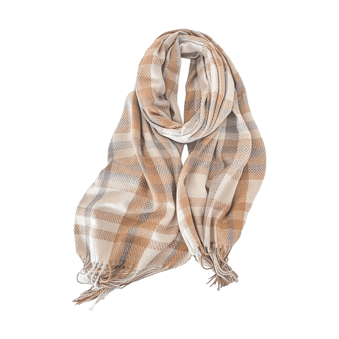 Scarf Cold-Proof Neck Warmer Atmosphere Accessory Checkered Scarf Khaki