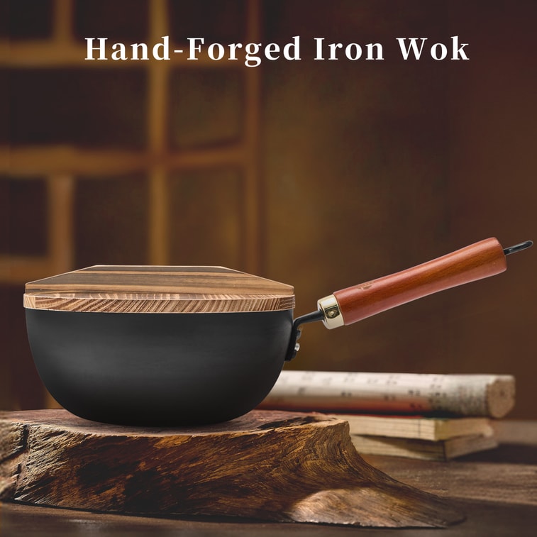 22CM Hammered Iron Milk Pot + 13cm Oil Splashing Pan – Compact Cooking Set with Mini Spatula 9