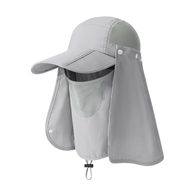 Unisex Summer Sun Protection Hat for Outdoor Hiking Cycling, and Fishing, Breathable and Sweat-Absorbent, Water-Resistant Face Shield Hat in Silver Gray