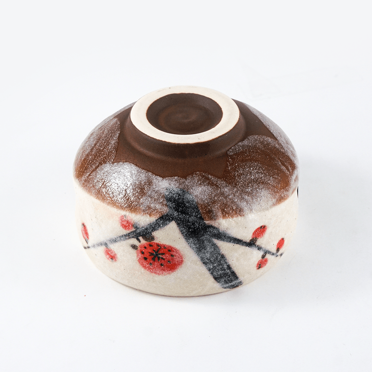 日本の伝統的な抹茶茶碗、梅の花、3.75x2.5インチ、1個 5