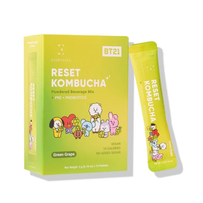 韩国 Everydaze 含 BT21:RESET KOMBUCHA-绿葡萄 5 克 x 10 包