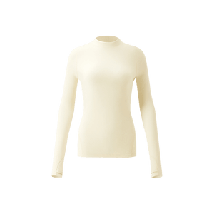 Women's Fleece Mock Neck Long-Sleeve Heattech Thermal Underwear Extra Warm Beige 155/80A S