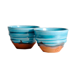 NINSHU guest bowl, Japanese-style handmade tea bowl, sky 1 pair
