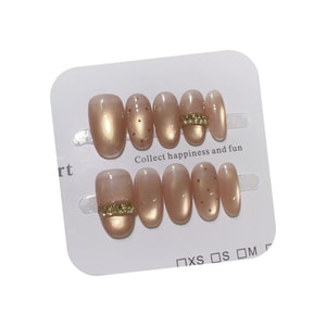 [Golden Mist Fine Flash] Champagne gold-plated cat's eye wearing Jialuo gold fine diamond strip gentle white short nail short oval s size 1 pack