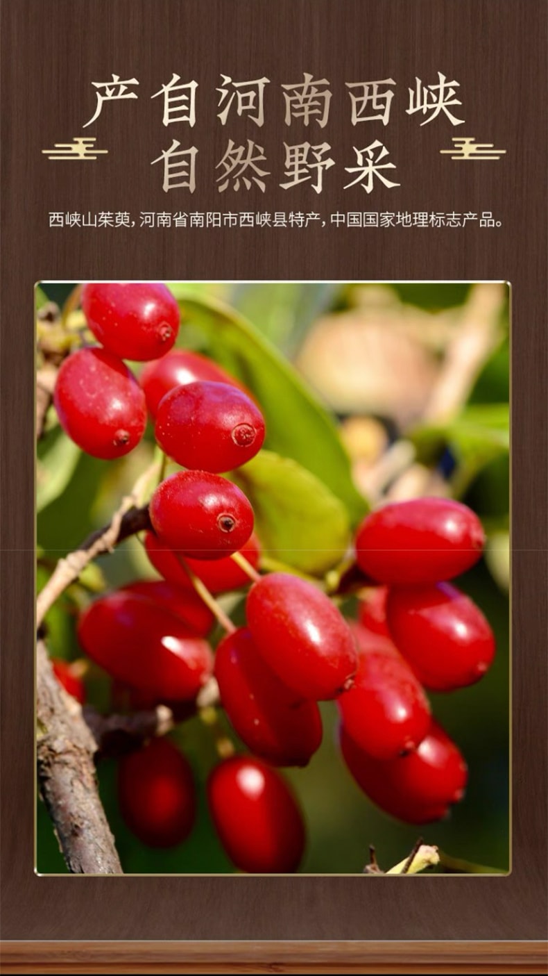 鹊和堂 野采无核山茱萸 肉质肥厚粒大饱满 250g【补益肝肾 固精缩尿 收敛固脱 有助于调节免疫 抗氧化 改善血糖】