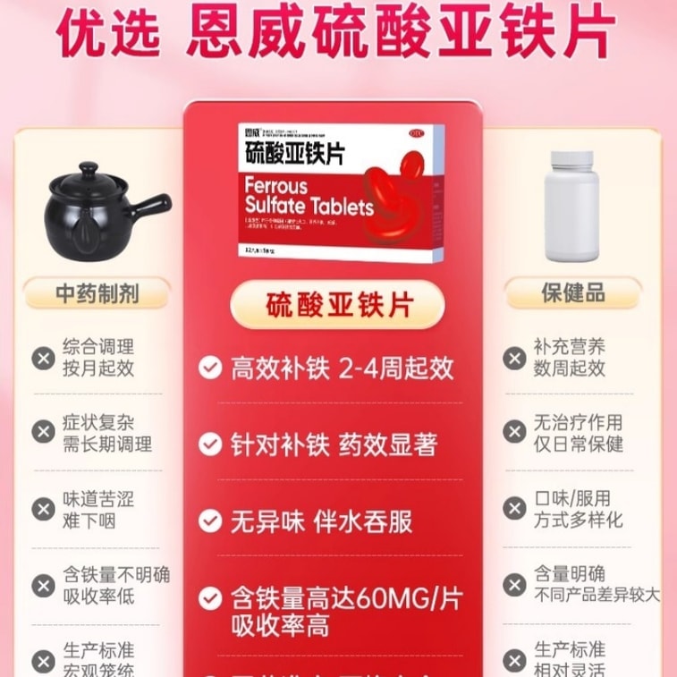 Ferrous sulfate tablets 60 tablets per box  3