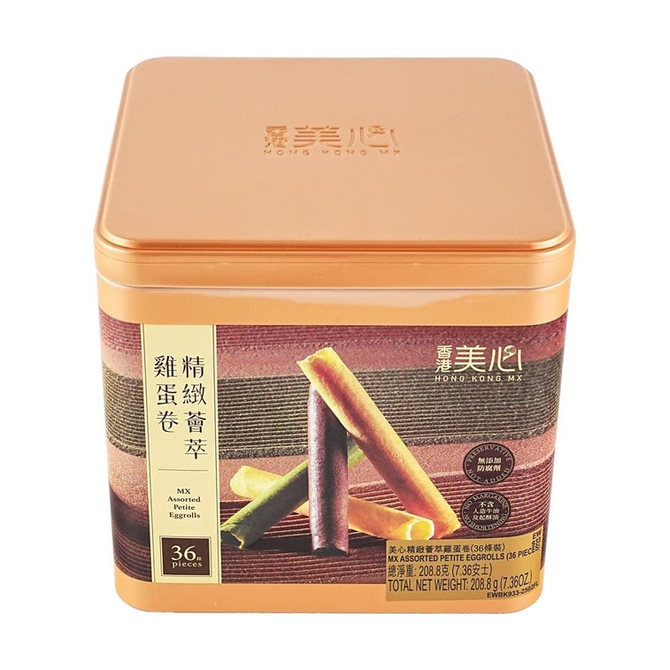 香港美心 精緻統合蛋捲禮盒 綠茶椰香朱古力原味 36筆 208.8g 6