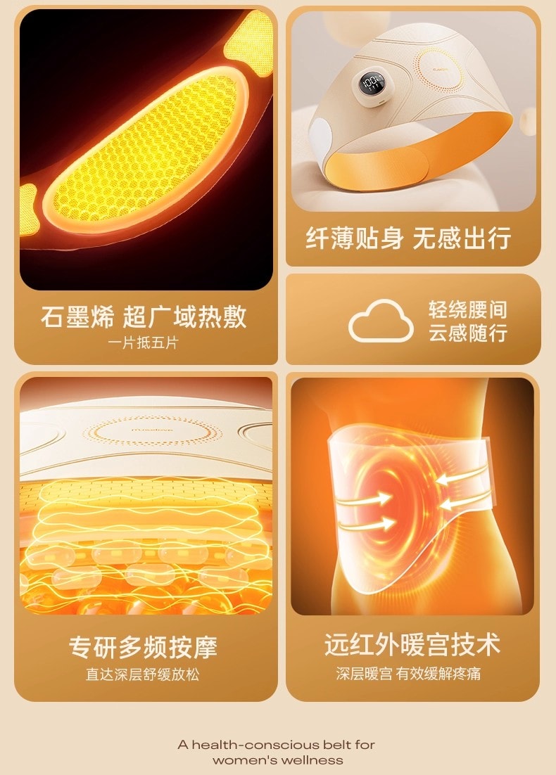 【3.8节礼物】Muselove慕诗爱 暖宫腰带大姨妈肚子疼神器女生月经用缓解宫寒痛经热敷保暖可调节长度 1盒装