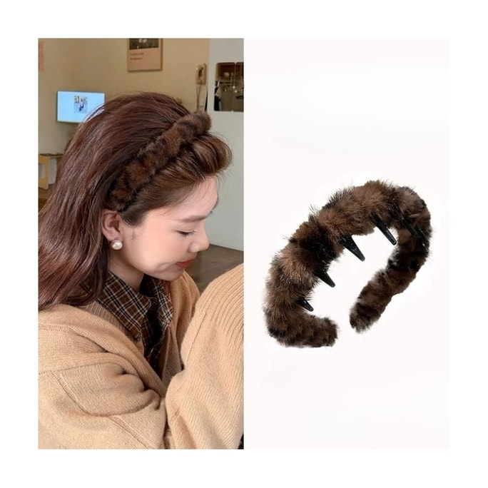High Crown Leopard Print Hairband Clip Hair-Covering Style Enhances Hair Volume Non-Slip Design Prevents Slippage Hair Clip Dark Leopard Print 1 Piece