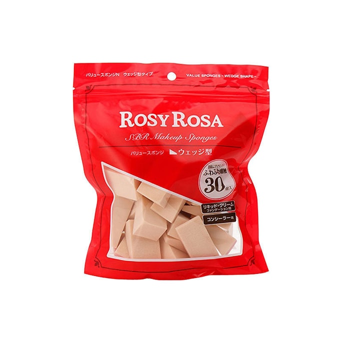 【日本直邮】ROSY ROSA 三角形粉扑 化妆棉 30个入