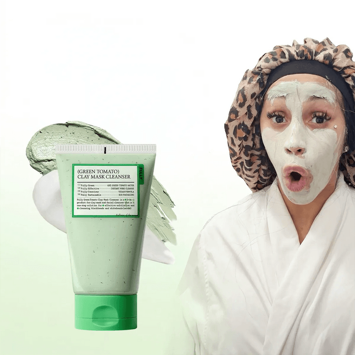 Green Tomato Clay Pack Cleanser, 2-in-1 Cleansing Mask, 4.1 fl.oz. - Exfoliating | Pore Refining | Oil Control | Vegan