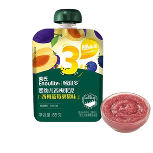 Baby Fruit Puree Snack, No Additives, Prune And Apple Puree For Infants Over 1 Year Old, Helps With Constipation, Prune, Blueberry, Mulberry Flavor, 85g*1 pack