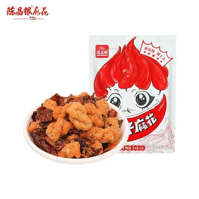 Chen Changyin [Chongqing Specialty] Spicy Twisted Snack, Spicy Little Fried Dough Twist, Delicious Spicy Chicken Flavor, Ready-to-Eat, 80g*1 Bag