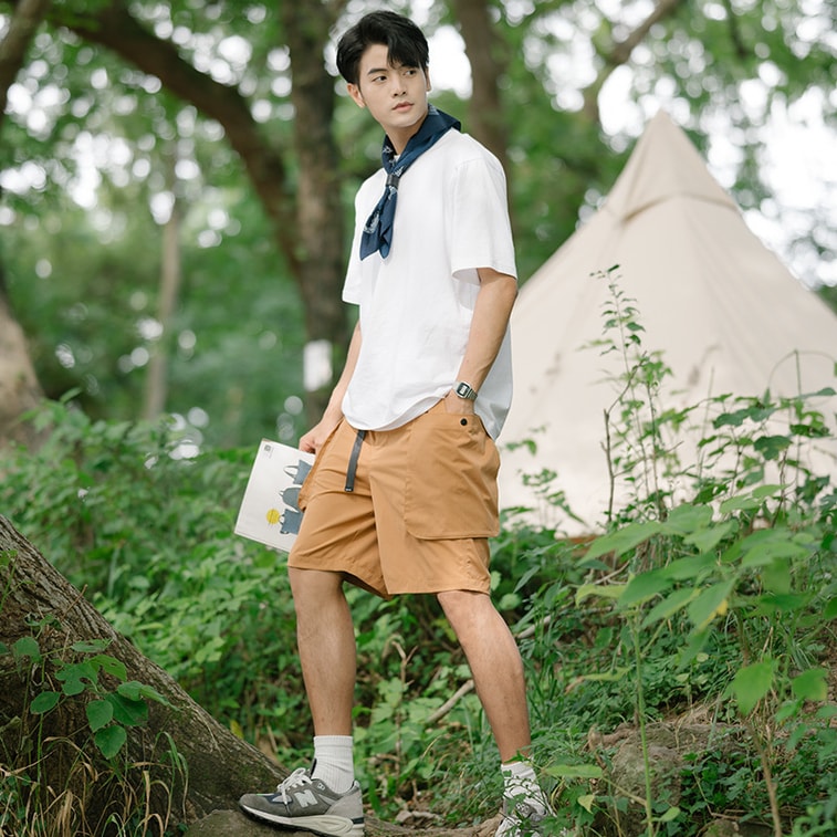 Functional Shorts Outdoor Casual Loose Men's XL Size Brick Red 4