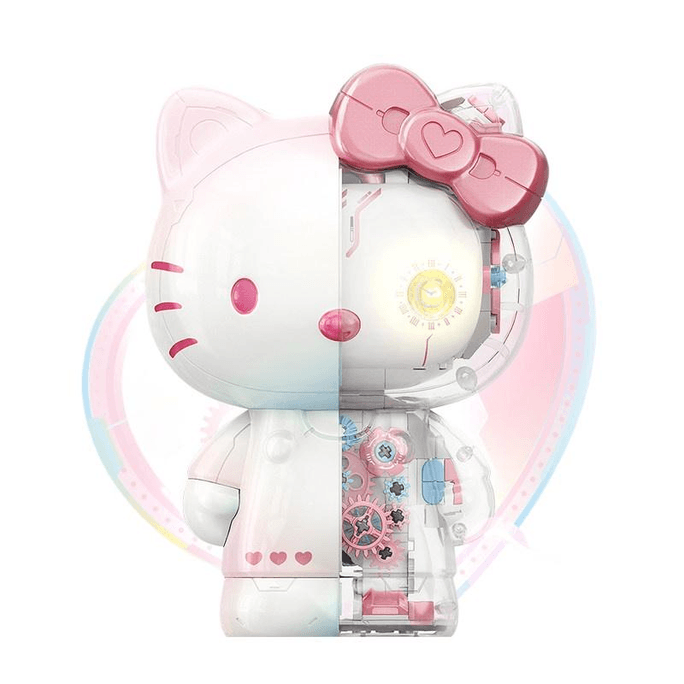 【中国直邮】 TOP TOY 积木三丽鸥HELLOKITTY幻彩琉璃大体凯蒂猫积木拼装摆件 138*142*218mm