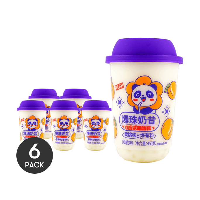 Popping Pearl Milkshake Peach Flavor 15.9 oz *6【6 Packs】【0 Trans Fat】