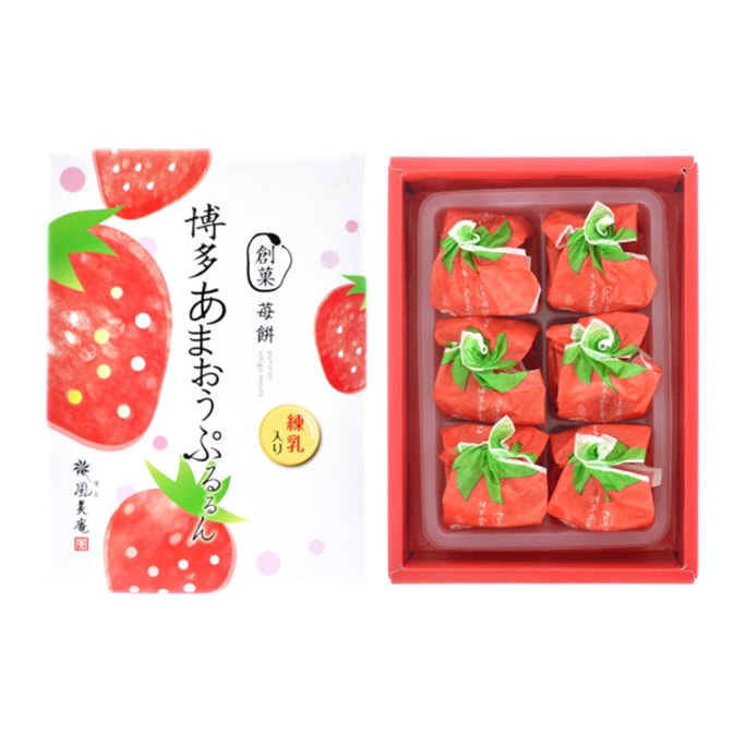 [일본 직배송] 일본 하카타 명물 AMAOU PURURUN 크리스탈 딸기 찹쌀떡 6개입