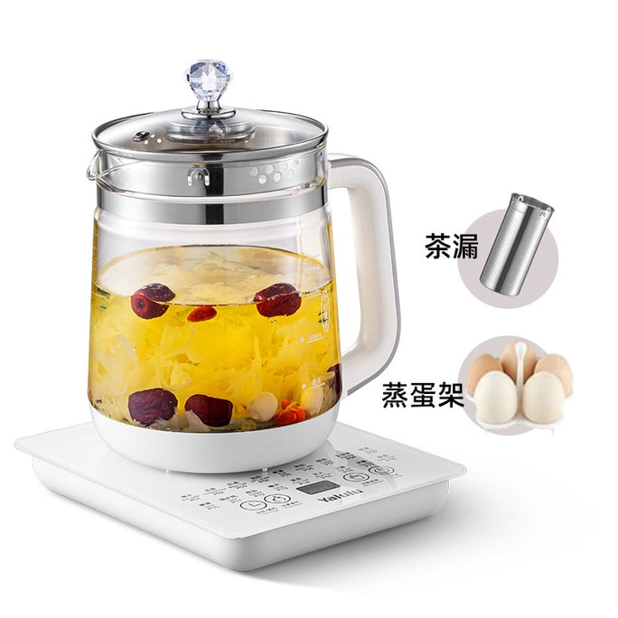 Multi-Function Wellness Kettle【Send Steamer Rack】Automatic Herbal Fruit Tea Maker Porridge Cooker Soup Pot 1.8L