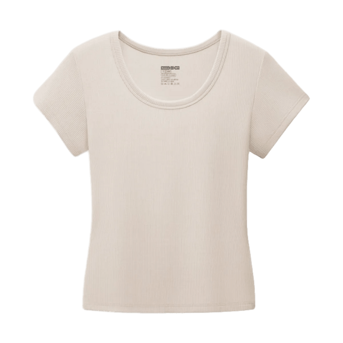 501Cool Women's Skin-Friendly Tencel Modal U-Neck Slim Short Sleeve Base Layer, Cocoon White, M