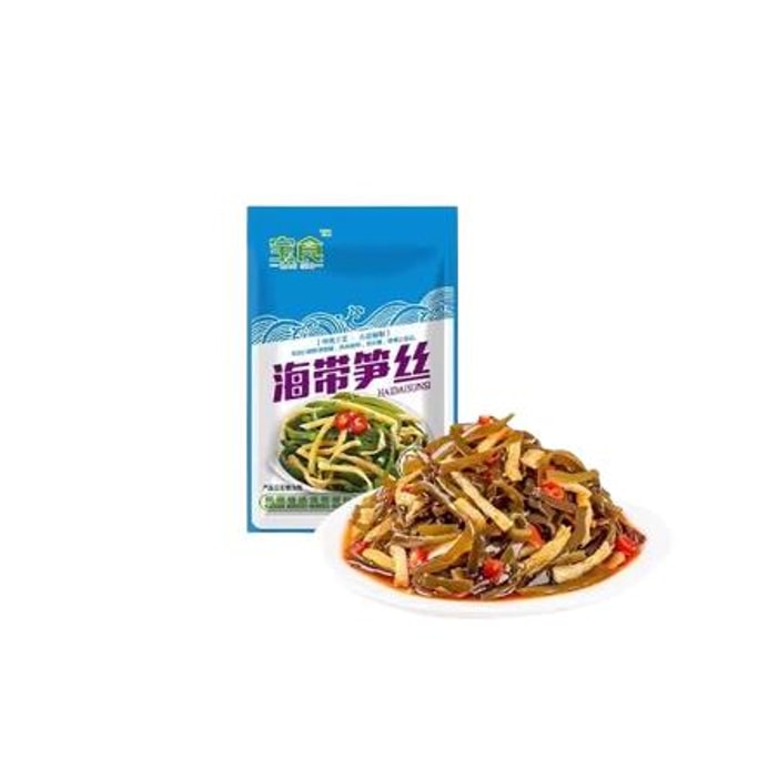 [중국 직통] 바오시 다시마 죽순, 아침식사로 바로 먹을 수 있는 장아찌, 겨자, 다시마, 바삭한 죽순, 반찬으로 죽 70g/봉지