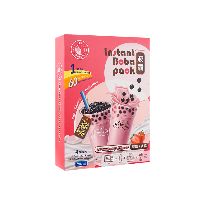 【Frozen】Instant Boba Pack Strawberry Flavor 4 Packs