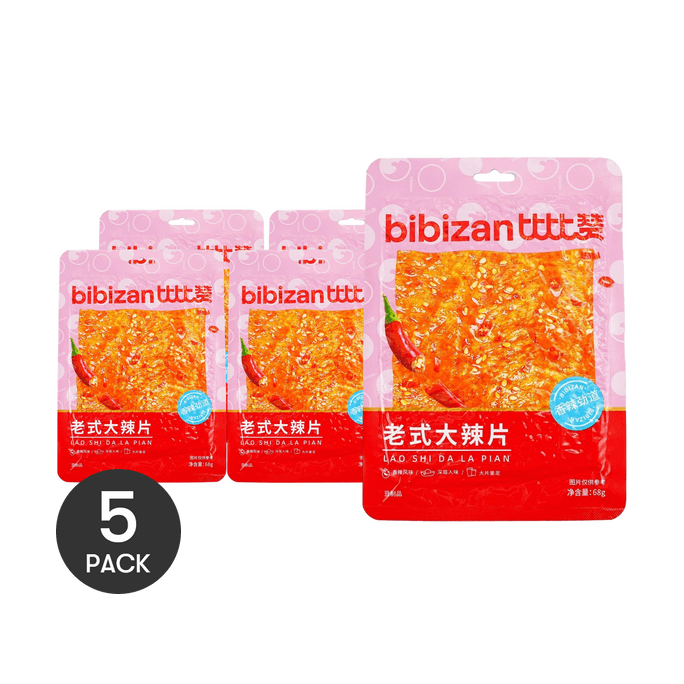比比贊 老式大辣片 豆乾辣條 68g *5【5份超值裝】【童年回憶】