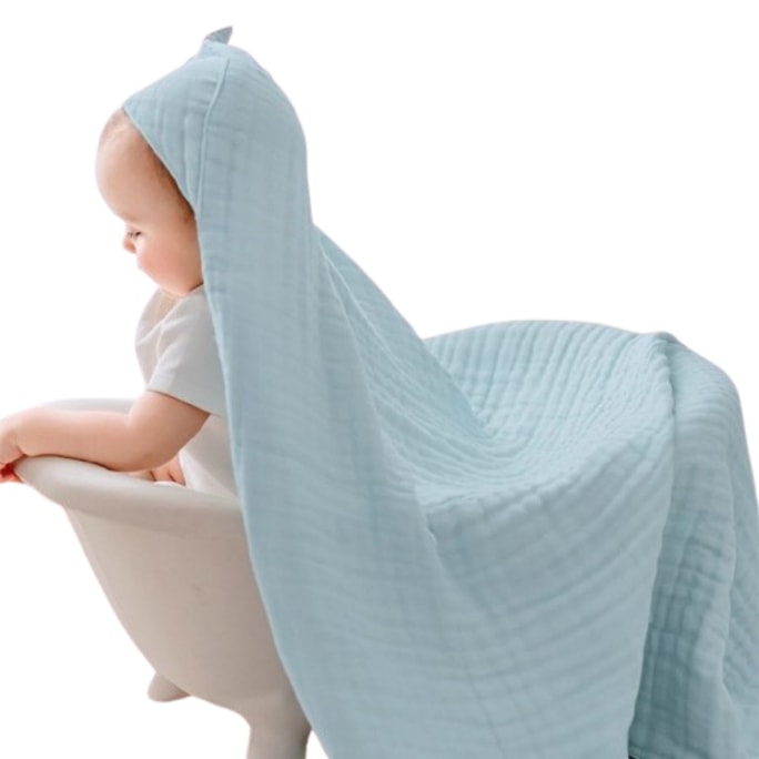 Baby gauze bath towel pure cotton baby newborn children's bath towel water blue