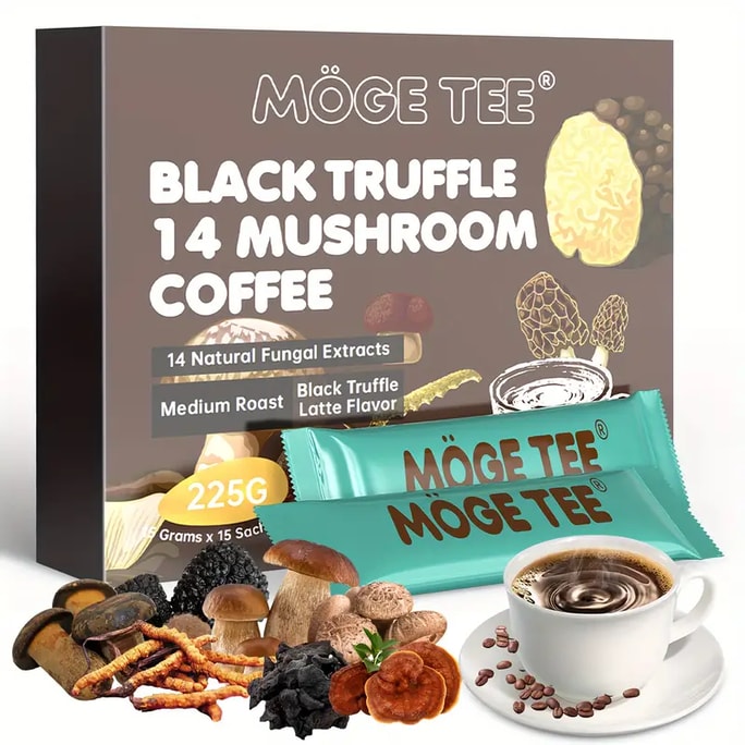 Black Truffle 14 Mushroom Coffee – Black Truffle Latte Flavor 14 Natural Fungal Extracts Medium Roast