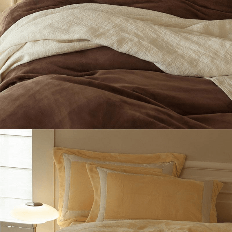 【中國直郵】 Lullabuy 慕斯牛奶絨秋冬床上四件套 床品被套居家 暖黃-King