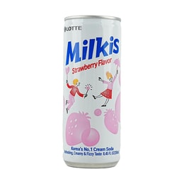 韩国LOTTE乐天 牛奶苏打水碳酸饮料 草莓味 250ml 新老包装随机发