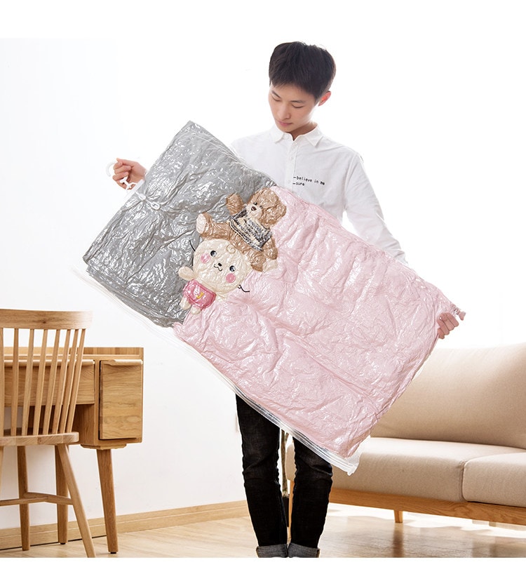 【中国直邮】 亲太太 居家羽绒服真空压缩袋收纳袋挂式抽家用衣物整理袋70*130长款单个装【买3送手泵 买7送电泵】