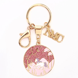 【中国直邮】 中国国家博物馆 国家博物馆 国家博物馆 以梦为马钥匙扣国风挂件 星空-少女粉 4*4cm