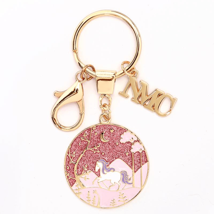 [중국 직배송] 중국 국립 박물관 - "말을 꿈꾸다" 열쇠고리, 중국 스타일 펜던트, 별이 빛나는 하늘 - 소녀스러운 핑크, 4*4cm