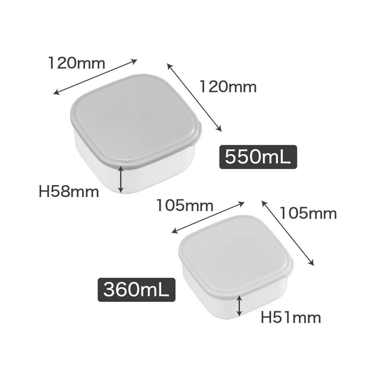 치카와 밀폐용기 2개 세트 550ml+360ml 4