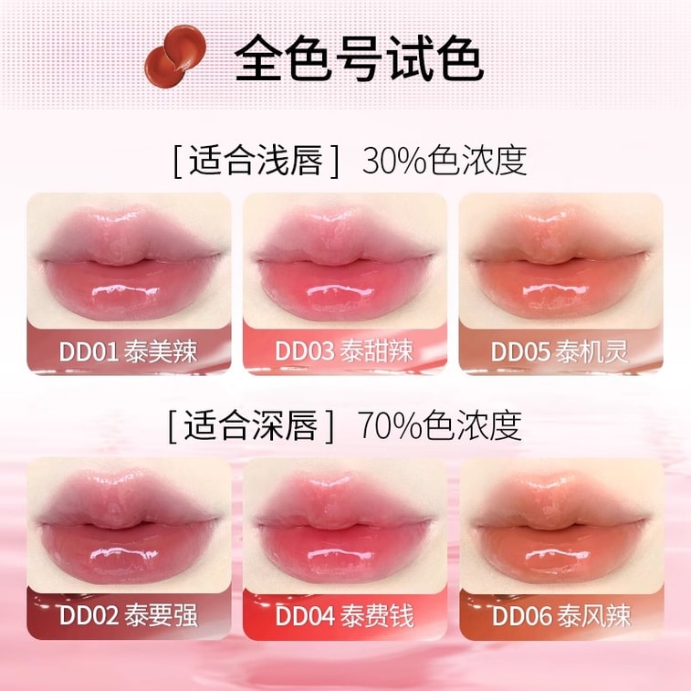 【中國直郵】 PUCO噗叩 嘟嘟有色唇部精華唇 蜜水光口紅 鏡面唇釉保濕滋潤淡化唇紋 DD03草莓芭樂色/淺 6g 3
