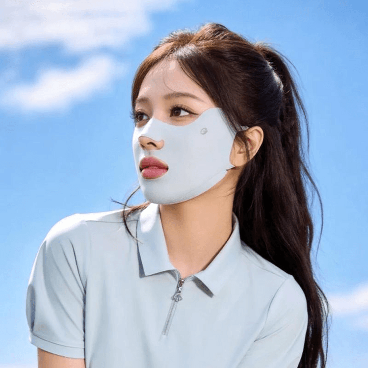 UV Protection Ice Silk Face Mask - Mist Gray 1pc - Yami.com