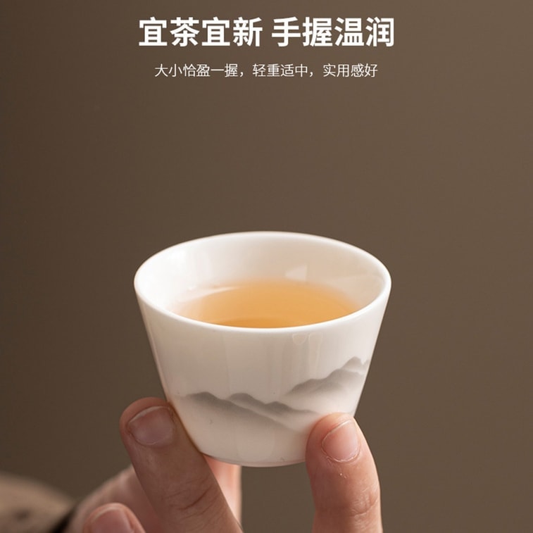 Mutton Fat Jade Porcelain Kung Fu Tea Set, Yinshan 6-piece set (1 teapot, 3 cups, 1 jar + storage bag). A perfect gift or present for friends. 3