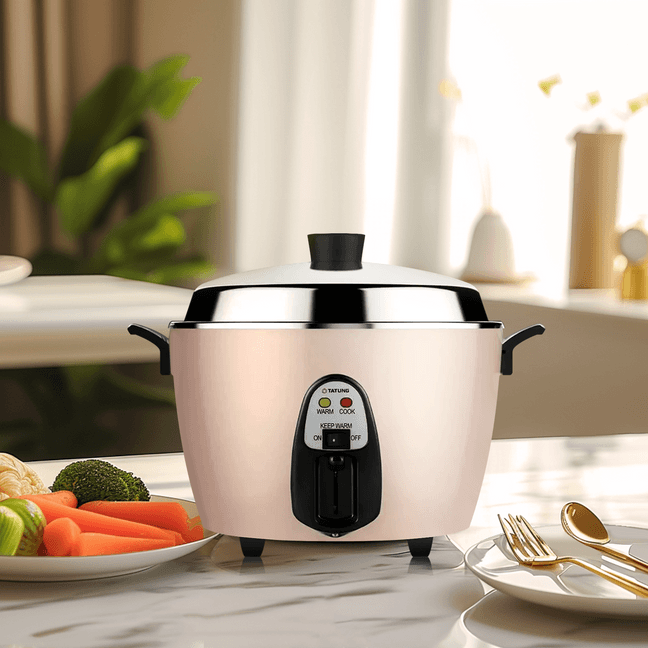 Stainless Steel Vanilla Cream Rice Cooker TAC-06IN 6 Cups 