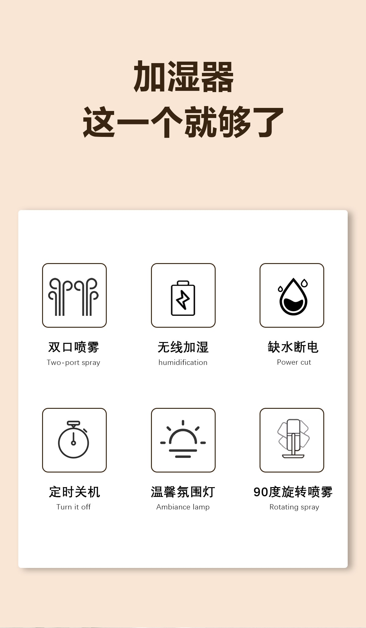 可卡布精选 USB桌面空气加湿器【丝滑旋转灯光渲染带底座】1个