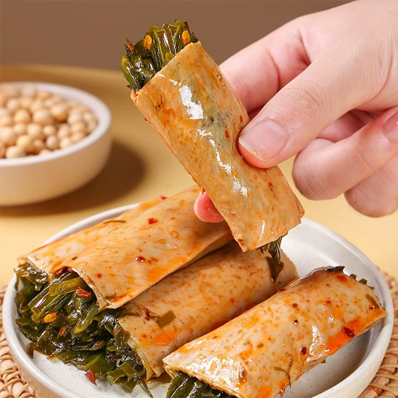 【中国直邮】 川阿婆 金针菇豆卷夹心豆皮卷办公室解馋豆制品小零食休闲食品小吃 海带豆卷 138g*1袋(共7包)