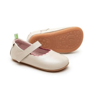 美國 MOM LOVES ME Tip Toey Joey Kids ROUNDY Ballerina Flats - Antique White/Fuchsia Shine US 4