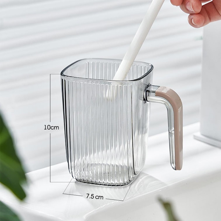 BDO 透明方型漱口杯 牙刷杯儿漱杯牙具杯牙缸 透明黑带把手 7.5×10cm 5