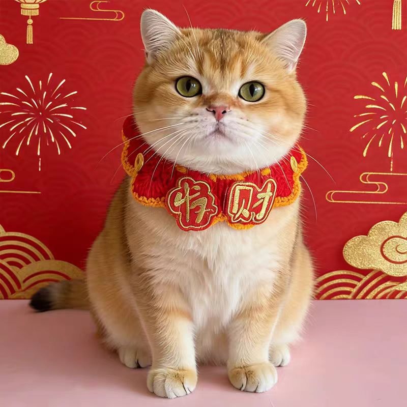 Fancy Jasmine 宠物新年围脖狗狗针织项圈跨年喜庆 1件装