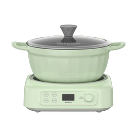 5-in-1 카운터탑 슬로우 쿠커 + CP152 논스틱 스톡팟 4.7쿼트, 그린 LP55 [슬로우 쿠킹 세트]