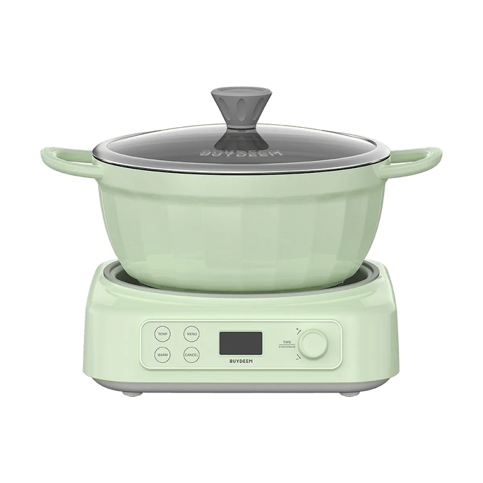 5-in-1 Counter-Top Slow Cooker + CP152 nonstick stockpot 4.7QT, Green LP55 [slow cooking set]