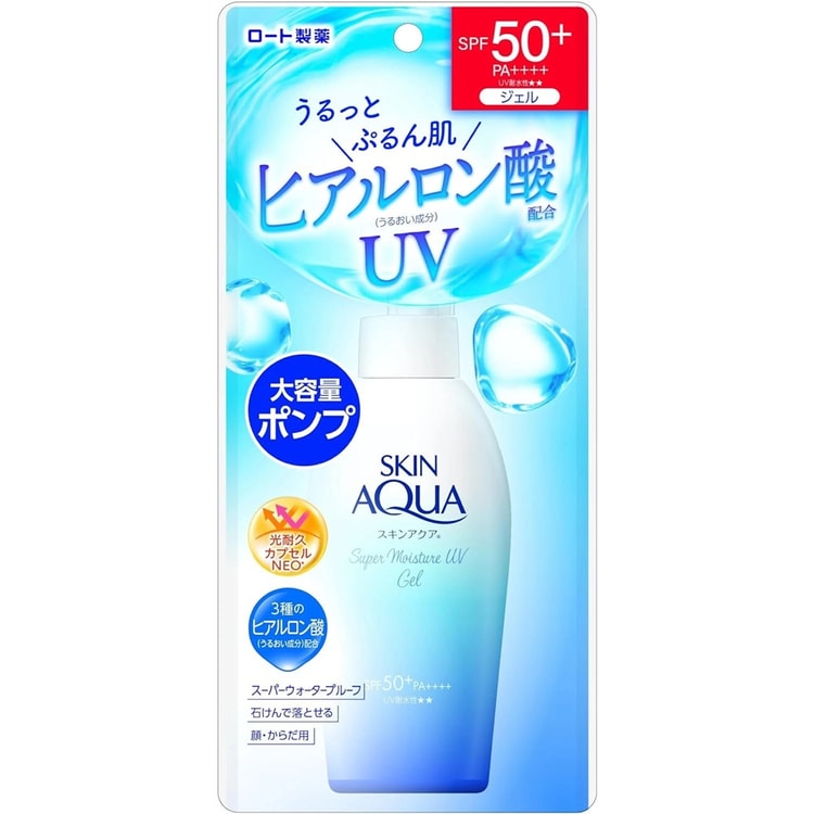 ROHTO SKIN AQUA UV Super Moisture Gel Pump Type SPF50+ PA++++ 140g