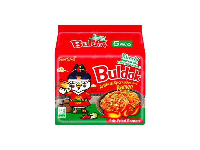 SAMYANG Buldak Kimchi Hot Chicken Flavor Stir-Fried Ramen 5 Pack