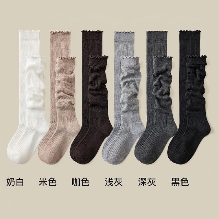 Slouchy Socks Beige F 1 Piece Women Calf Socks Pure & Alluring Miu Style Breathable & Odor-Resistant Ballet Style Knee High Socks 10
