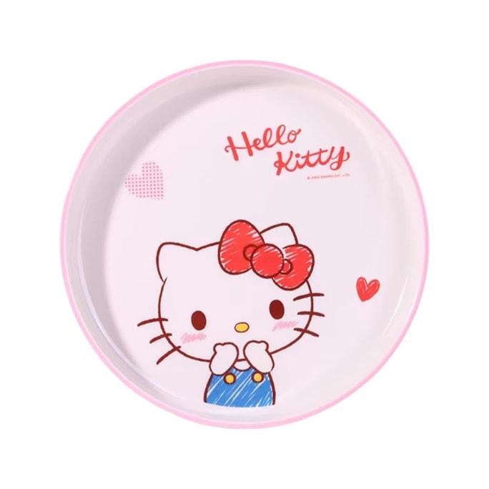 Hellokitty 20.3cm甜心凯蒂猫密胺材质餐具双色圆盘1个